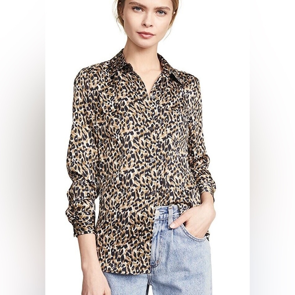 Equipment Leopard Print Women's Top blouse size xs